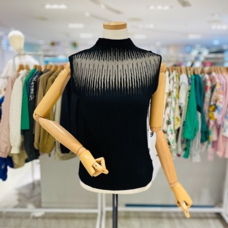 시스루 반넥 민소매 니트