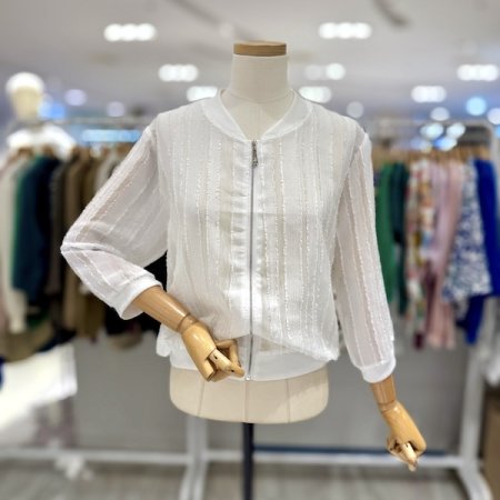 시스루 레이스 집업 점퍼