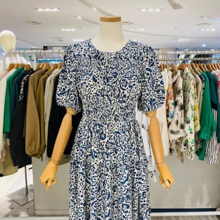 기하학 나염 롱 원피스