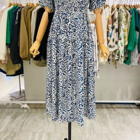 기하학 나염 롱 원피스