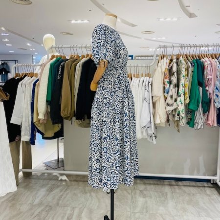 기하학 나염 롱 원피스