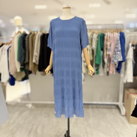 끈 플리츠 라운드 원피스