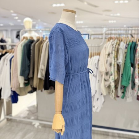 끈 플리츠 라운드 원피스