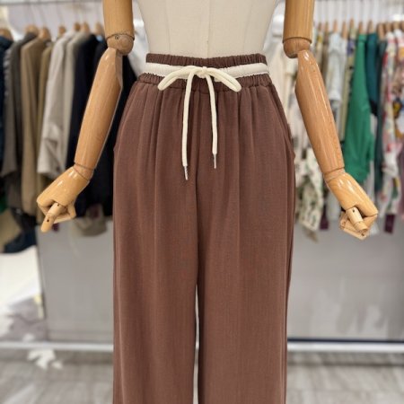 린넨st 허리 스트링 롱팬츠