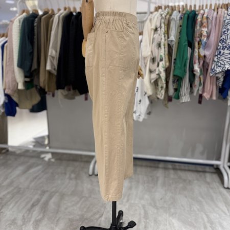 린넨 면 8부 배기팬츠