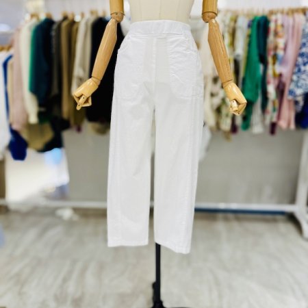 린넨 면 8부 배기팬츠