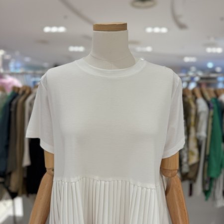 플리츠 컬러 배색 티셔츠