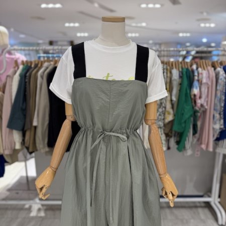 끈 밴딩 멜빵 팬츠