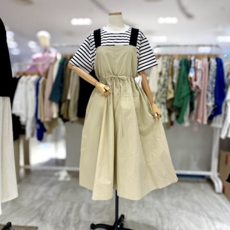 끈 밴딩 멜빵 팬츠