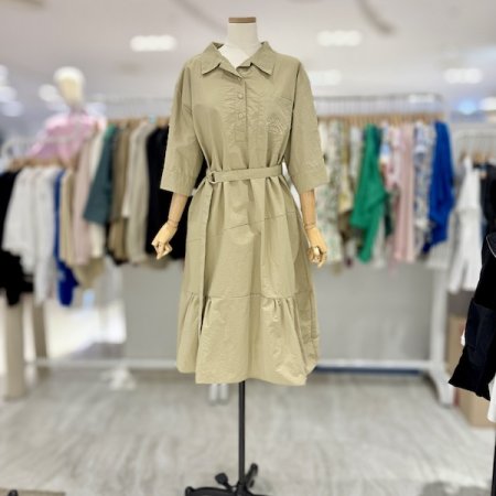 포켓 자주 벨트 원피스