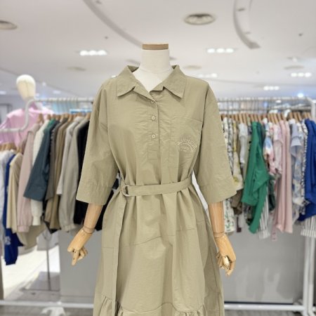 포켓 자주 벨트 원피스