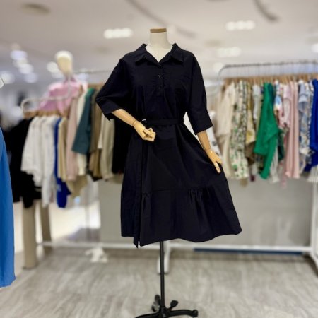 포켓 자주 벨트 원피스