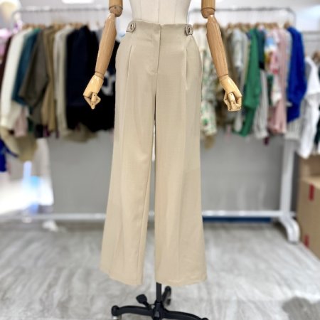 폴리 반밴딩 일자 팬츠