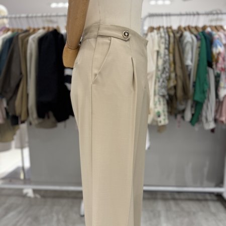 폴리 반밴딩 일자 팬츠