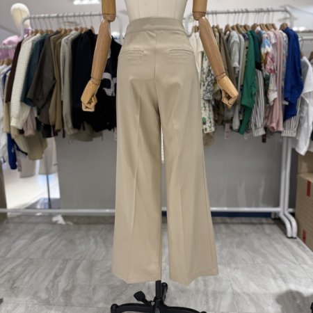 폴리 반밴딩 일자 팬츠