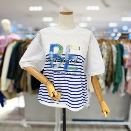 프린트 단가라 티셔츠