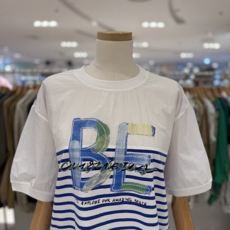 프린트 단가라 티셔츠