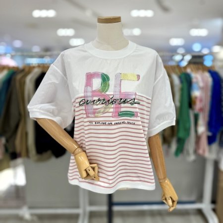 프린트 단가라 티셔츠