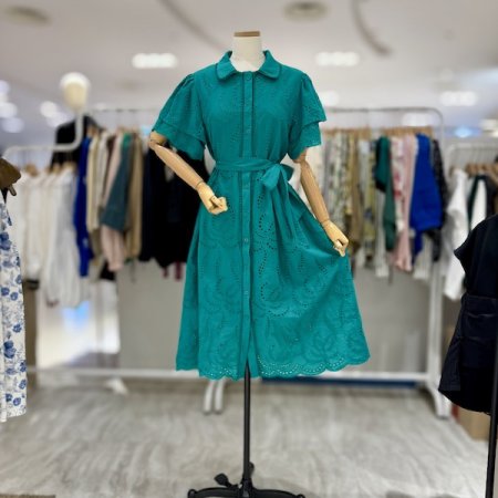 카라 레이스 끈 원피스