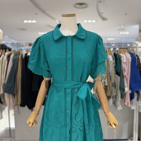 카라 레이스 끈 원피스