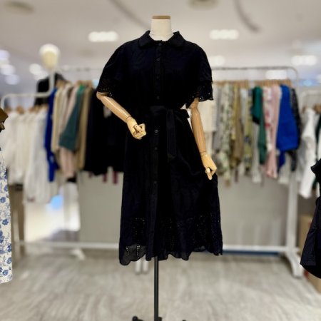 카라 레이스 끈 원피스