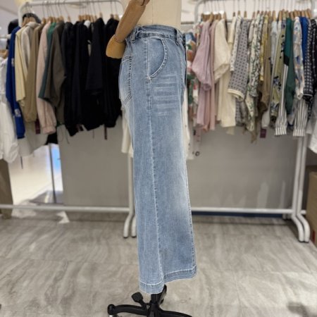 아이스 절개 일자 데님팬츠