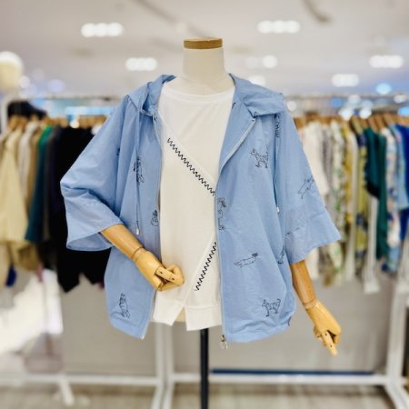 자수 후드 7부 점퍼