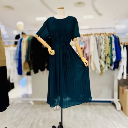 플리츠 반팔 끈 원피스