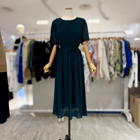 플리츠 반팔 끈 원피스