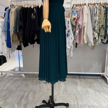 플리츠 반팔 끈 원피스