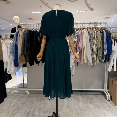 플리츠 반팔 끈 원피스