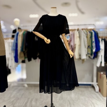 플리츠 반팔 끈 원피스