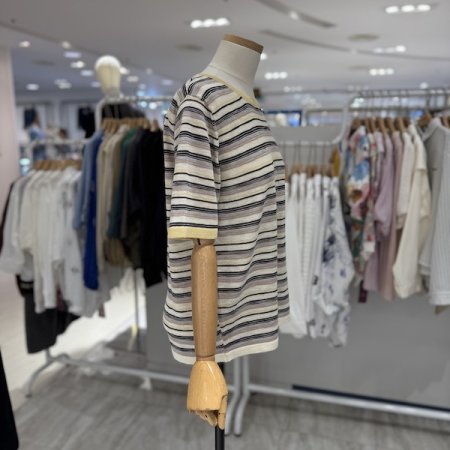 구슬 하트 스트라이프 니트