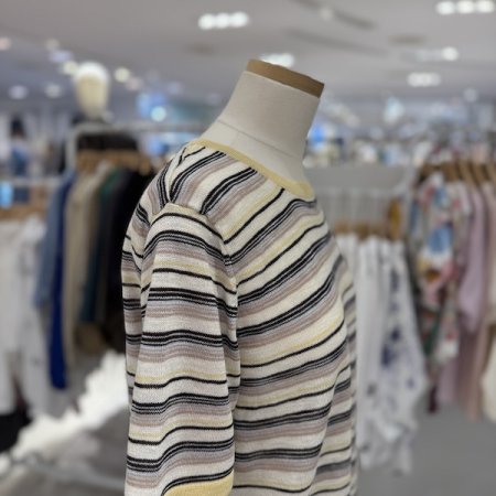 구슬 하트 스트라이프 니트