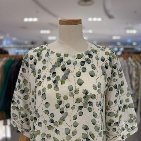 프린팅 라운드 블라우스