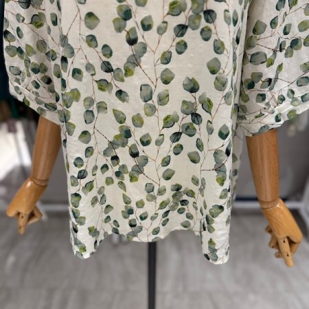 프린팅 라운드 블라우스