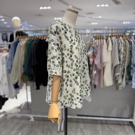 프린팅 라운드 블라우스