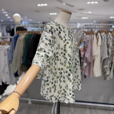 프린팅 라운드 블라우스