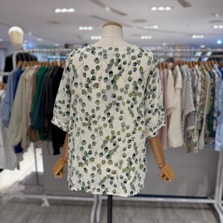 프린팅 라운드 블라우스