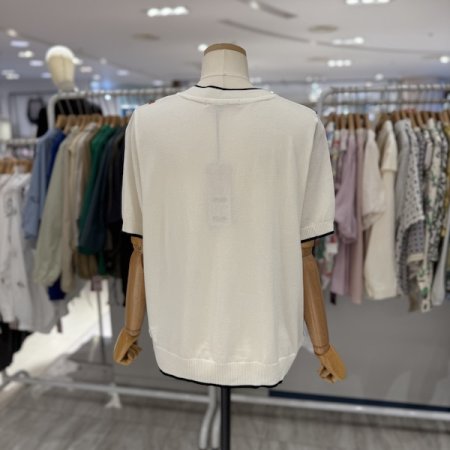 오렌지 체인 라운드 니트