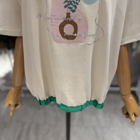 뒷단추 반밴딩 티셔츠