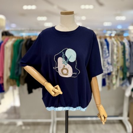 뒷단추 반밴딩 티셔츠