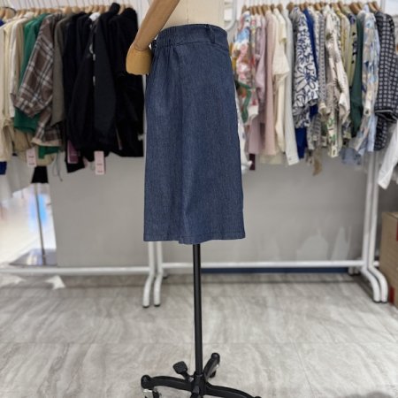 플리츠 랩 ST 데님 반바지