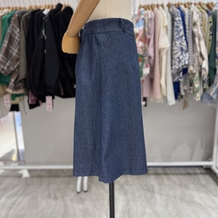 플리츠 랩 ST 데님 반바지