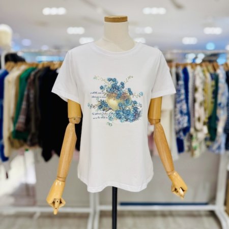 플라워 포인트 라인 티셔츠