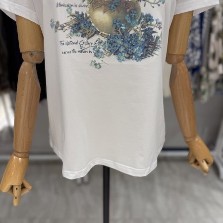 플라워 포인트 라인 티셔츠