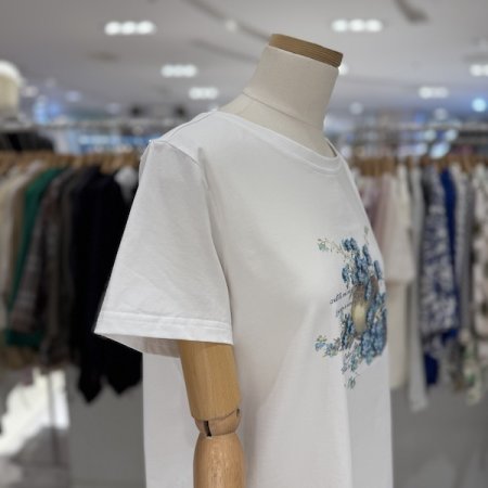 플라워 포인트 라인 티셔츠