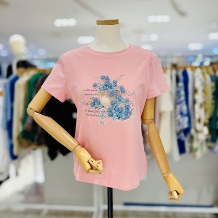 플라워 포인트 라인 티셔츠