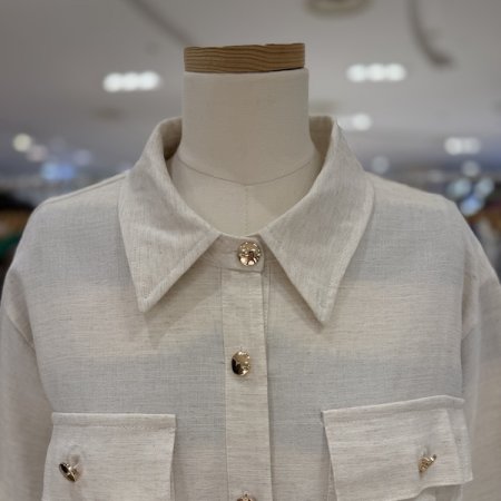 린넨 반팔 밑단 스트링 자켓