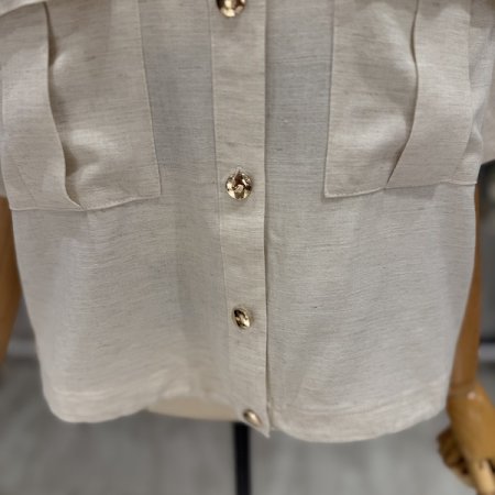 린넨 반팔 밑단 스트링 자켓